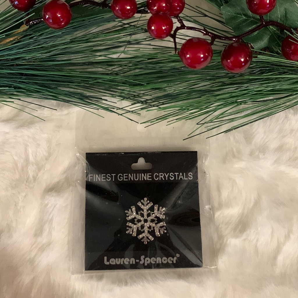 6/$20 Lauren Spencer Finest Genuine Crystals Snowflake Brooch Nwt